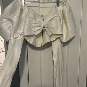 Rodarte off the shoulder L/S white top